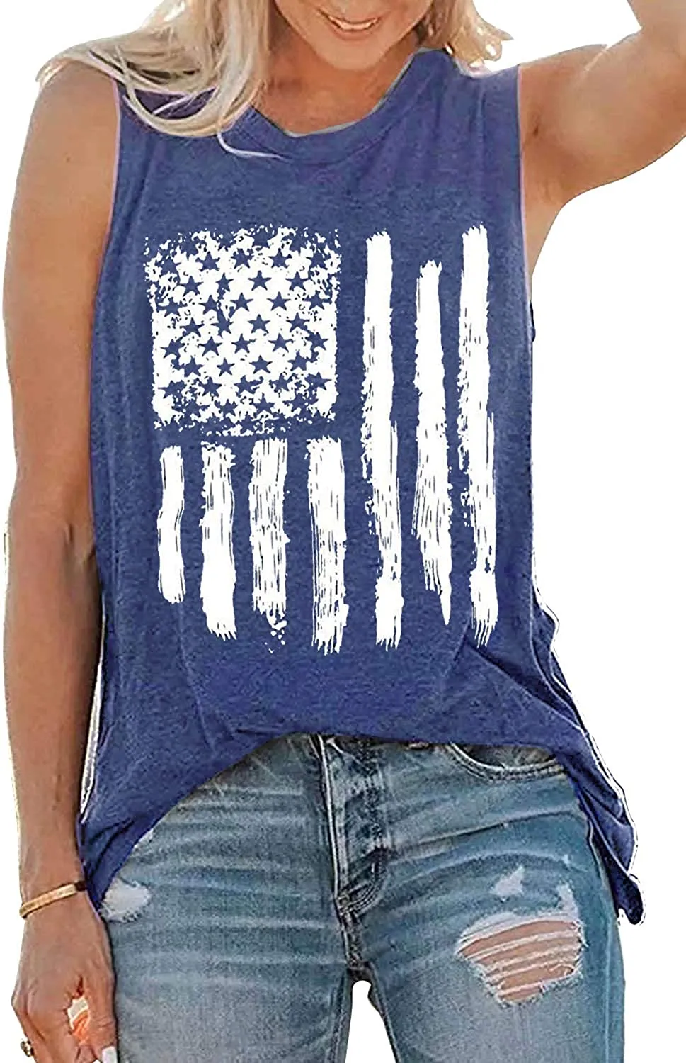 Haute Edition Women's USA American Flag 4th of July Casual Loose Fit Tops With Plus sold by Daily Haute product image thumbnail 4