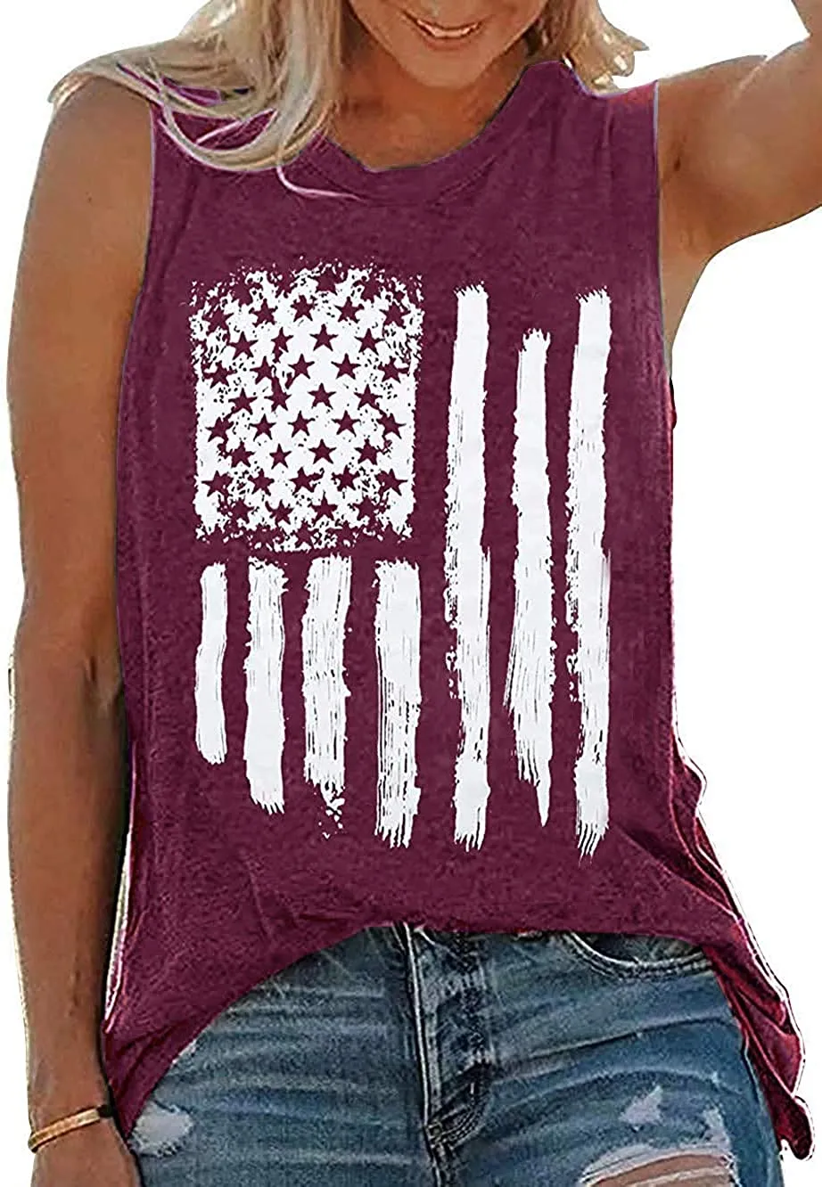 Haute Edition Women's USA American Flag 4th of July Casual Loose Fit Tops With Plus sold by Daily Haute product image thumbnail 5