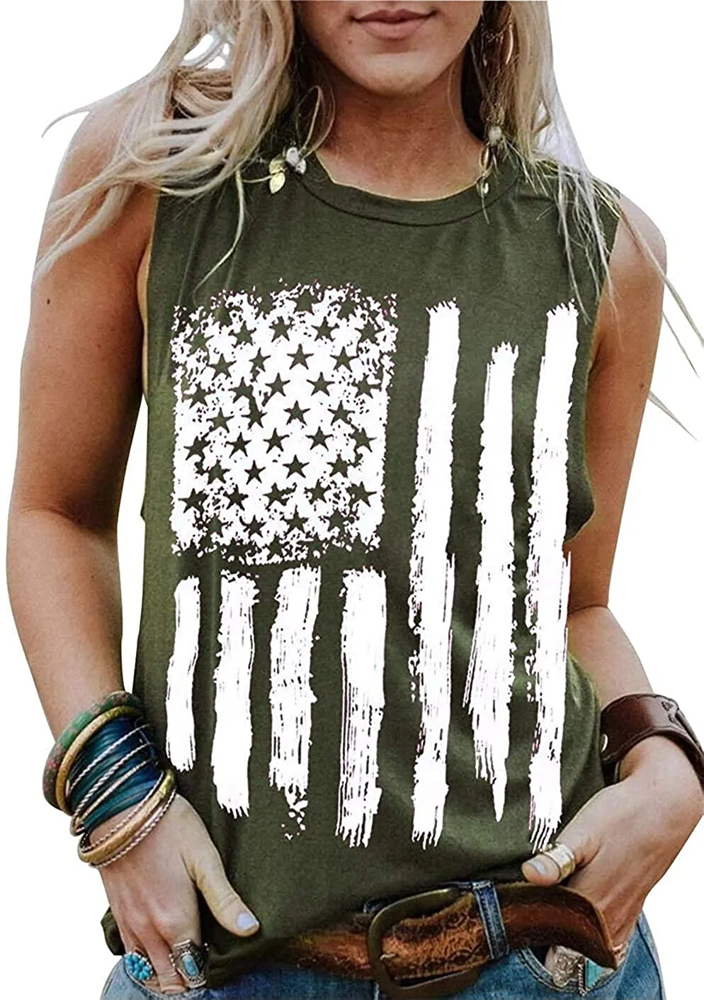 Haute Edition Women's USA American Flag 4th of July Casual Loose Fit Tops With Plus sold by Daily Haute product image thumbnail 3