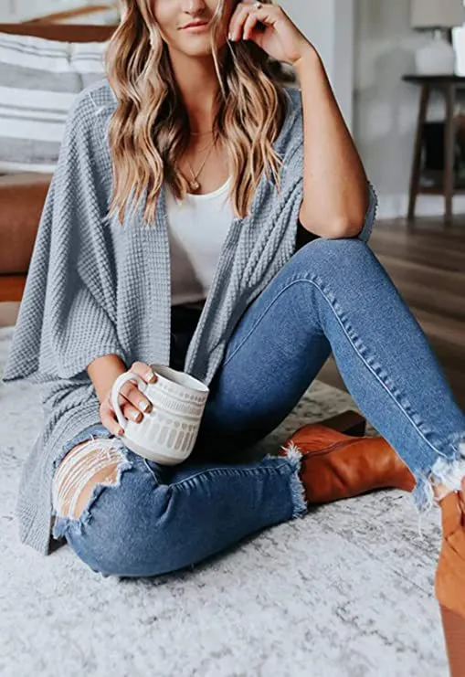 Haute Edition Women's Cocoon Lightweight Kimono Sleeve Sweater Cardigan sold by Daily Haute product image thumbnail 4