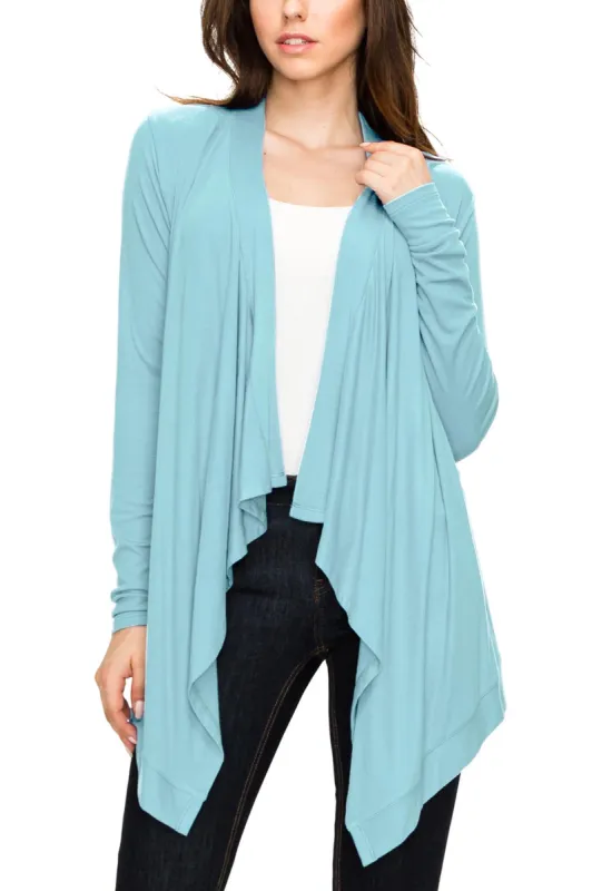 Women's Basic Draped Long Sleeve Open Front Knit Cardigan made by Daily Haute