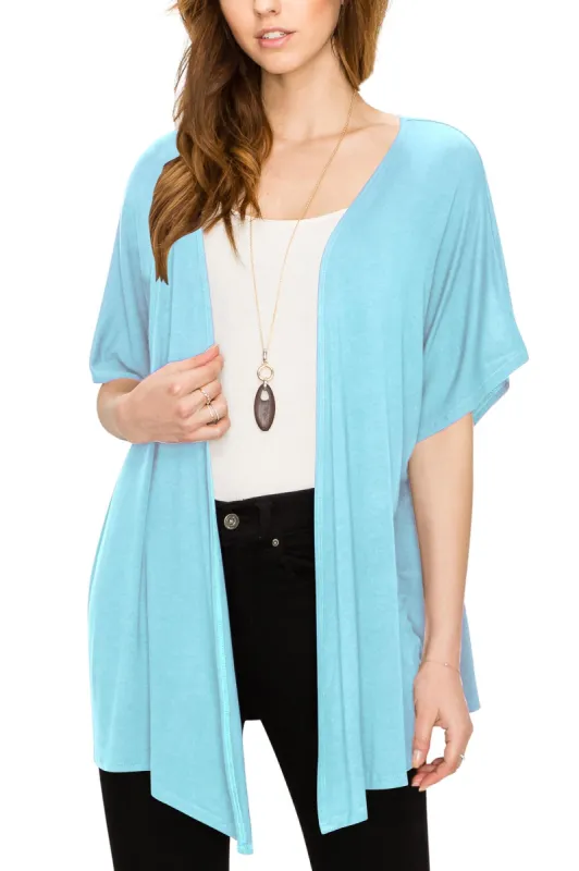 Womens Short Sleeve Open Front Loose Kimono Style Cardigan sold by Daily Haute