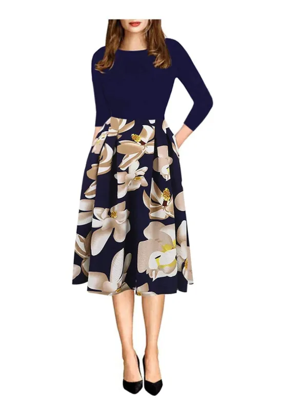 Haute Edition Women's Retro 3/4 Sleeve Party Dress with Pockets sold by Daily Haute