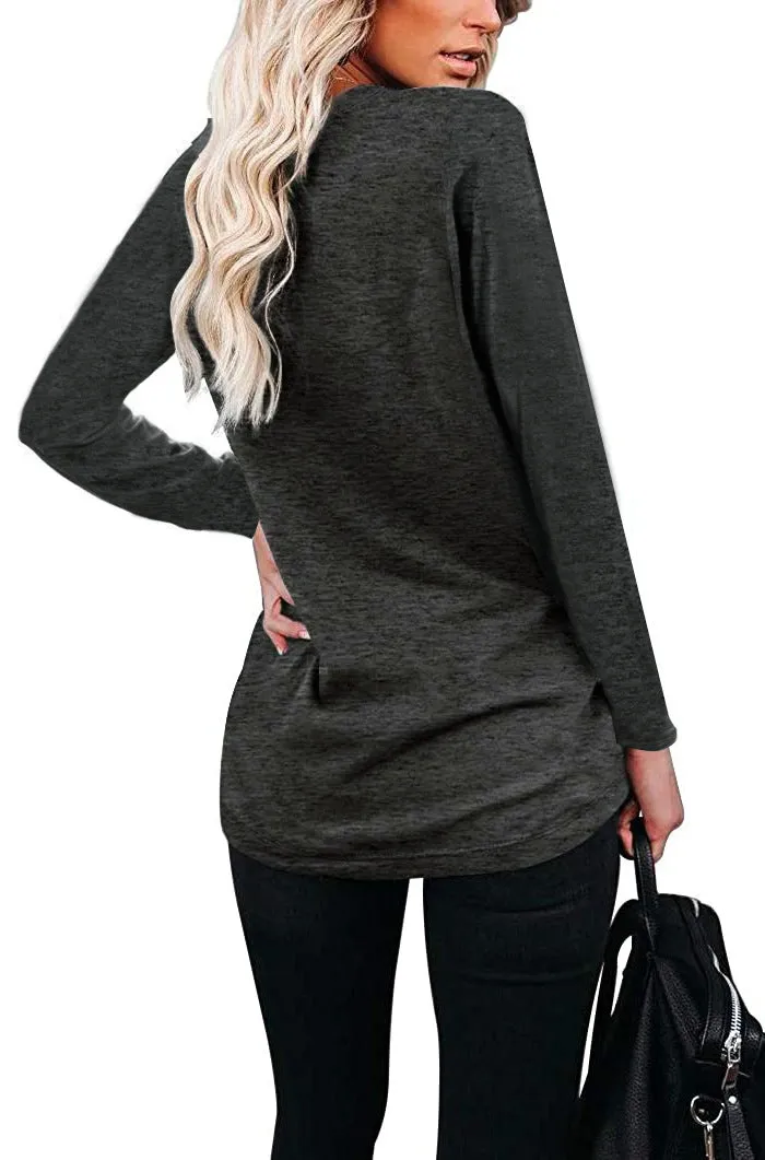 Haute Edition Long Sleeve Heather Pocket Scoop Neck Long Sleeve Pocket Tunic Top sold by Daily Haute product image thumbnail 2