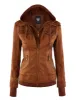 Made By Johnny MBJ Womens Faux Leather Motorcycle Jacket with Hoodie sold by Daily Haute