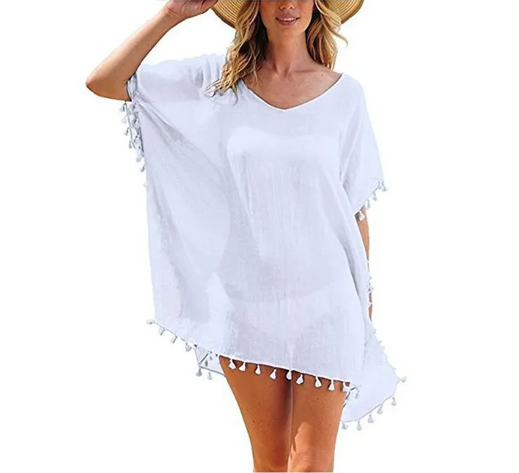 Haute Edition Women's Chiffon Beach Swim Cover Up with Tassels sold by Daily Haute product image thumbnail 5
