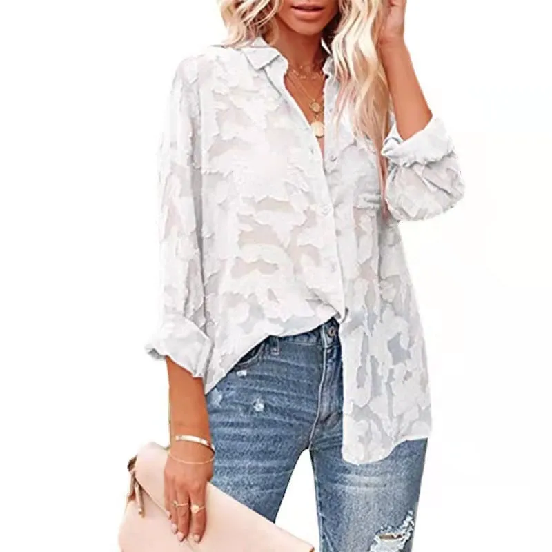 Haute Edition Women's Sheer Gauze Floral Pattern Button Down sold by Daily Haute product image thumbnail 4