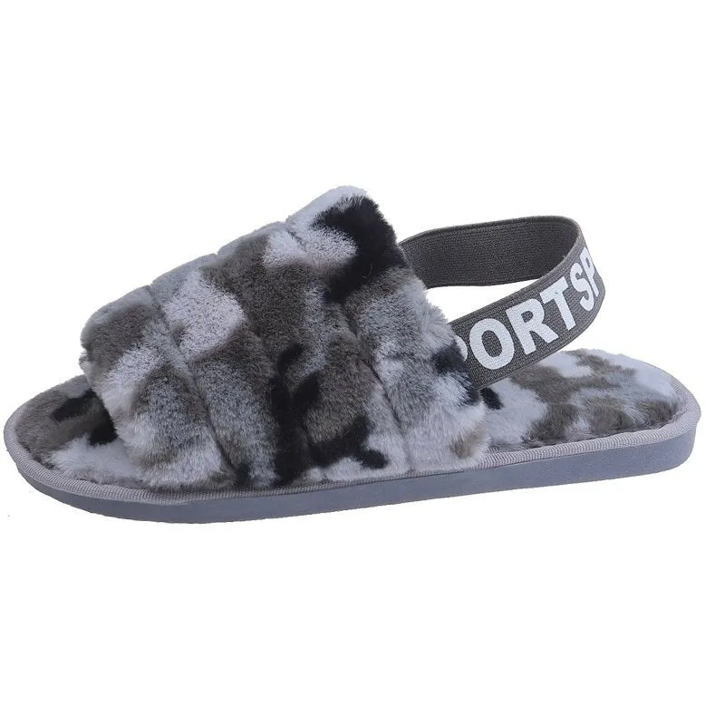 Haute Edition Women's Open Toe Furry House Slippers with Elastic Strap sold by Daily Haute product image thumbnail 2