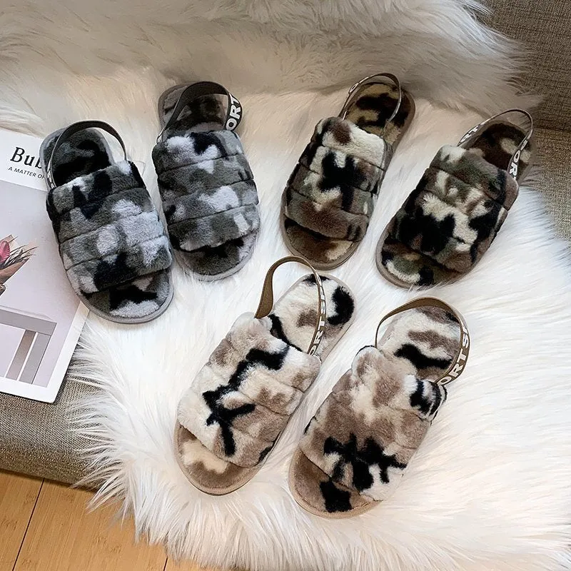 Haute Edition Women's Open Toe Furry House Slippers with Elastic Strap sold by Daily Haute product image thumbnail 4