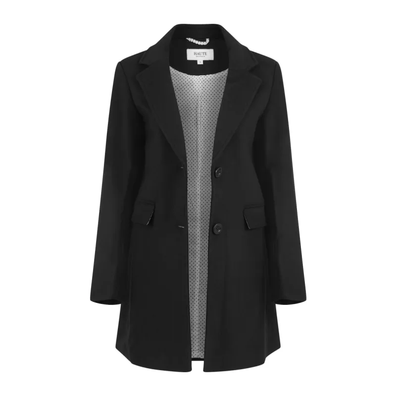 Haute Edition Women's Wool Blend Single Lapel Blazer Peacoat With Pockets sold by Daily Haute