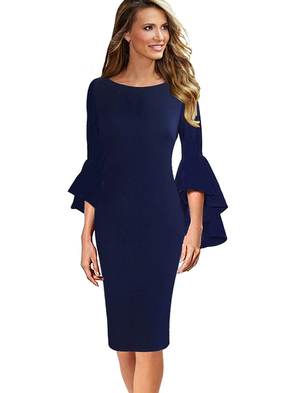 Haute Edition Women's Bell Sleeves Cocktail Party Dress sold by Daily Haute product image thumbnail 4