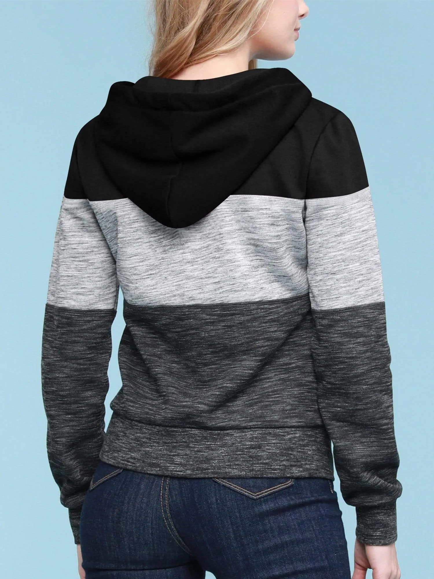 Women's Active Casual Zip-up Color Block Hoodie Sweatshirt sold by Daily Haute product image thumbnail 4