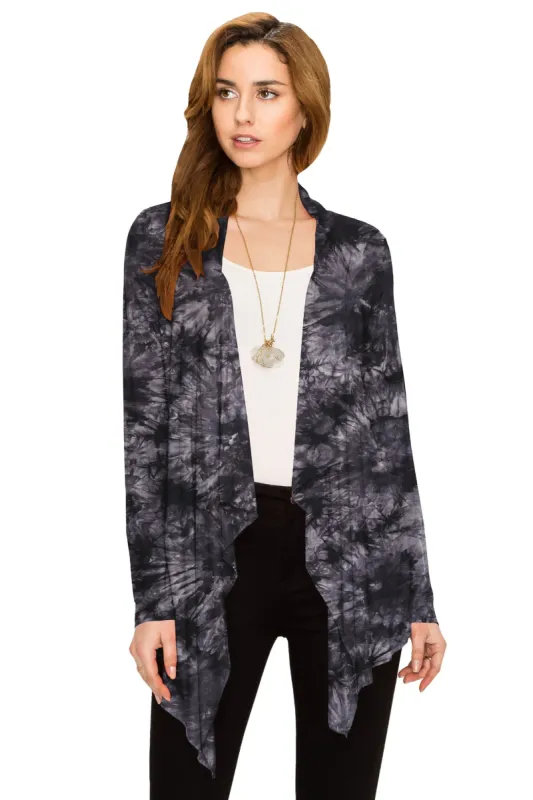 Women's Drape Front Open Cardigan Long Sleeve Irregular Hem sold by Daily Haute