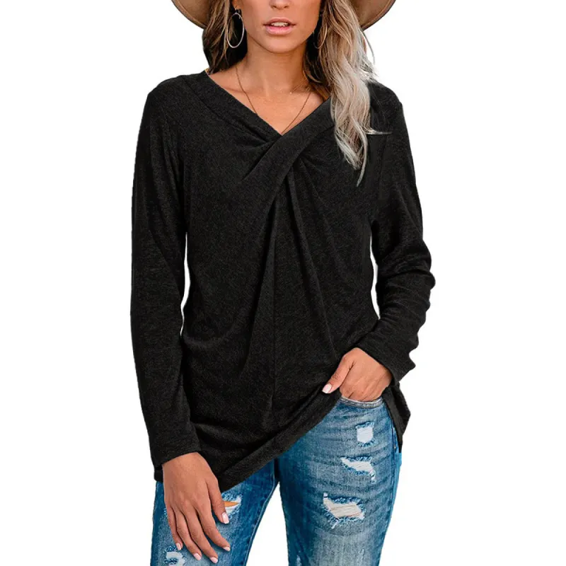 Haute Edition Women's Pleat Stitched V-Neck Tunic Top sold by Daily Haute