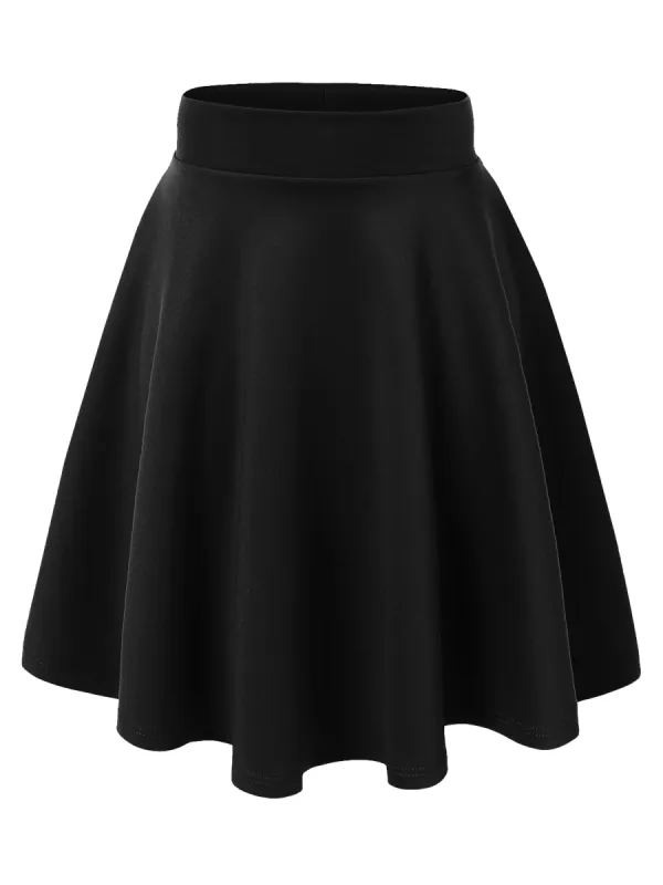 Women's Basic Versatile Stretchy Flared Casual Skater Skirt sold by Daily Haute