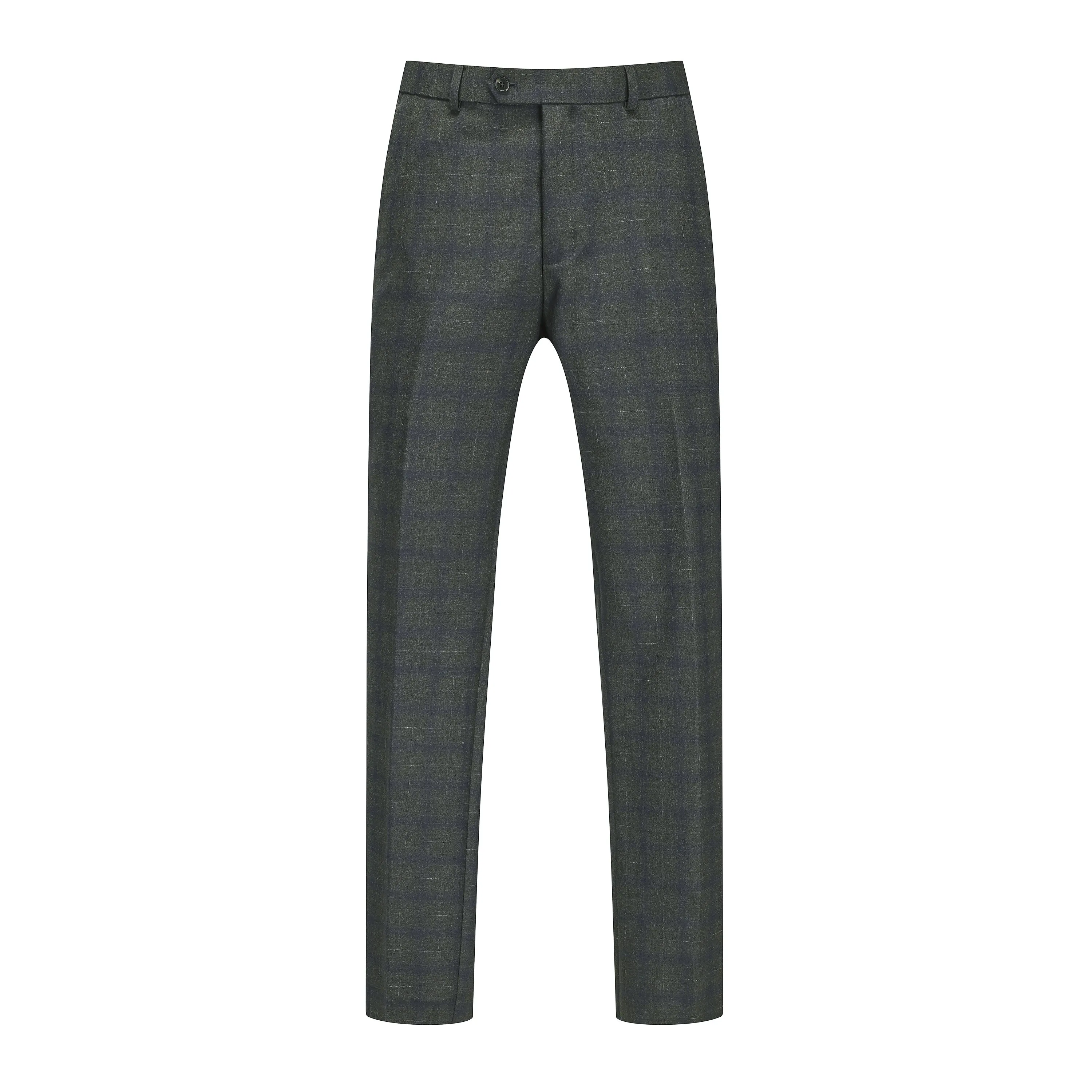 Gino Vitale 3-Piece Slim Fit Stretch Grey Navy Plaid Suit sold by Daily Haute product image thumbnail 3