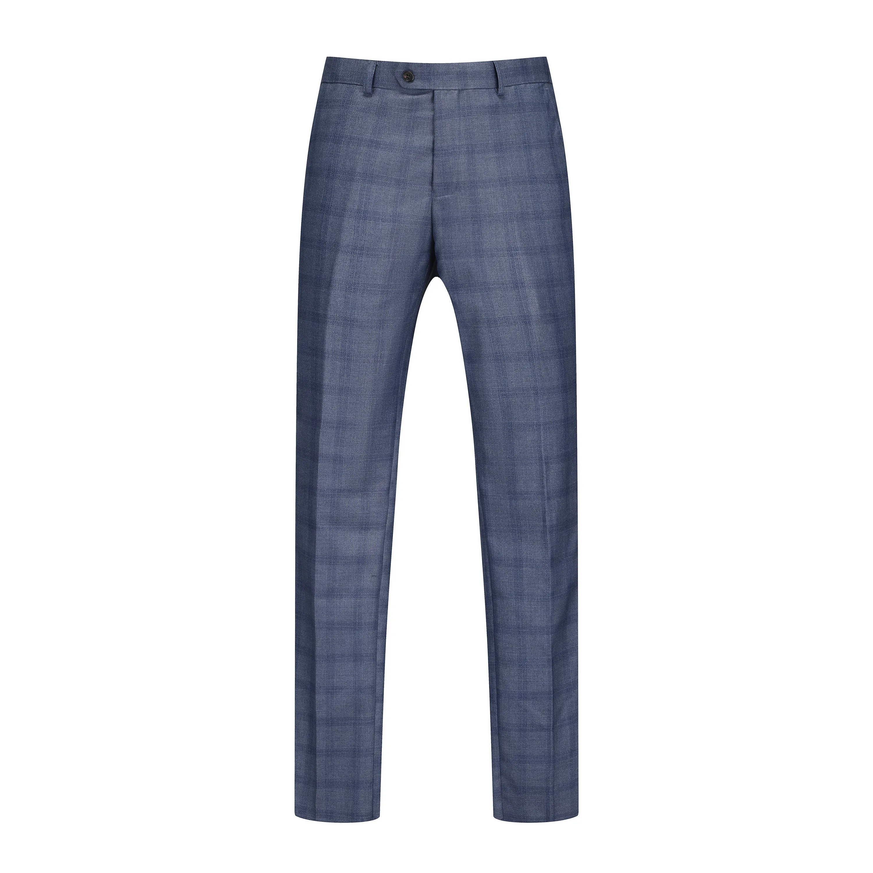 Gino Vitale 3-Piece Slim Fit Blue Plaid Suit sold by Daily Haute product image thumbnail 3