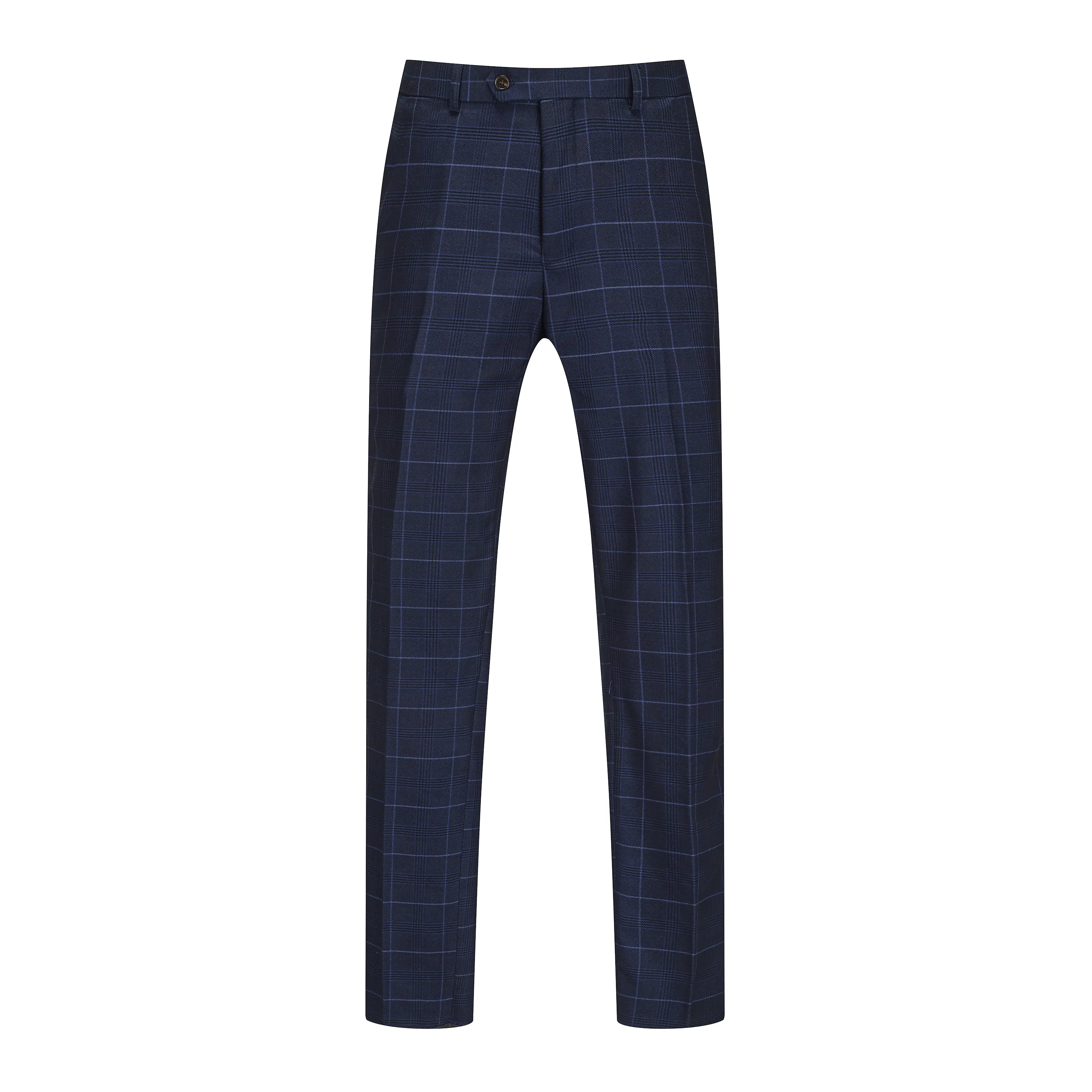 Gino Vitale 3-Piece Slim Fit Stretch Ink Blue Windowpane Plaid Suit sold by Daily Haute product image thumbnail 3