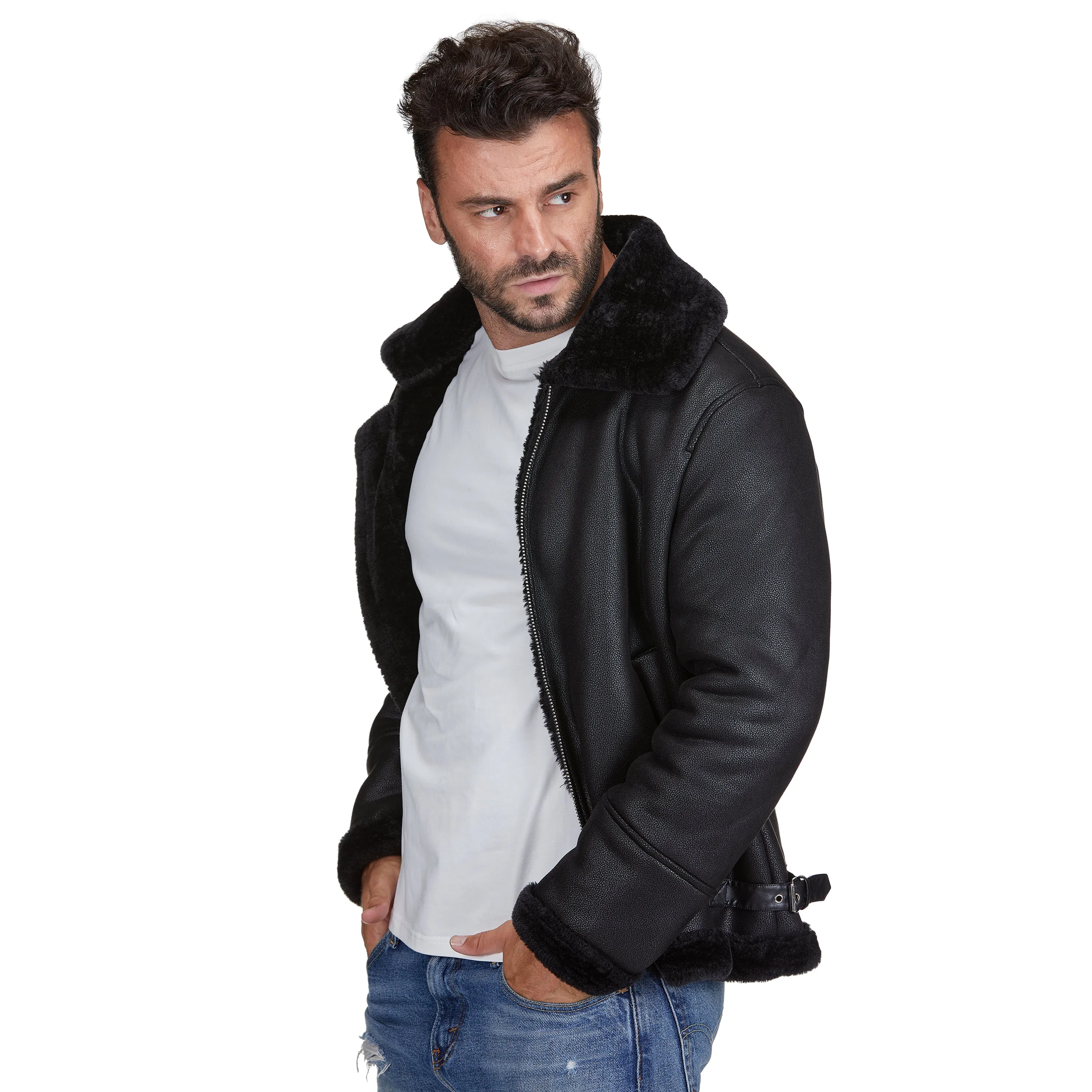 Braveman Faux Shearling Bomber Jacket sold by Daily Haute product image thumbnail 3