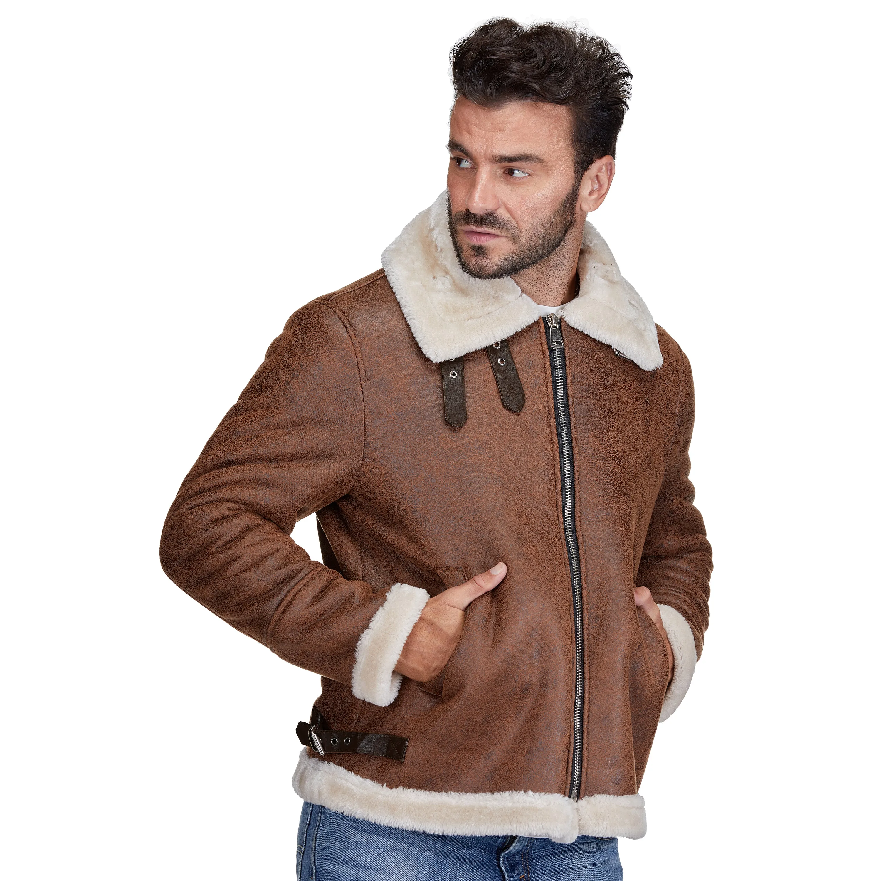 Braveman Faux Shearling Bomber Jacket sold by Daily Haute product image thumbnail 5
