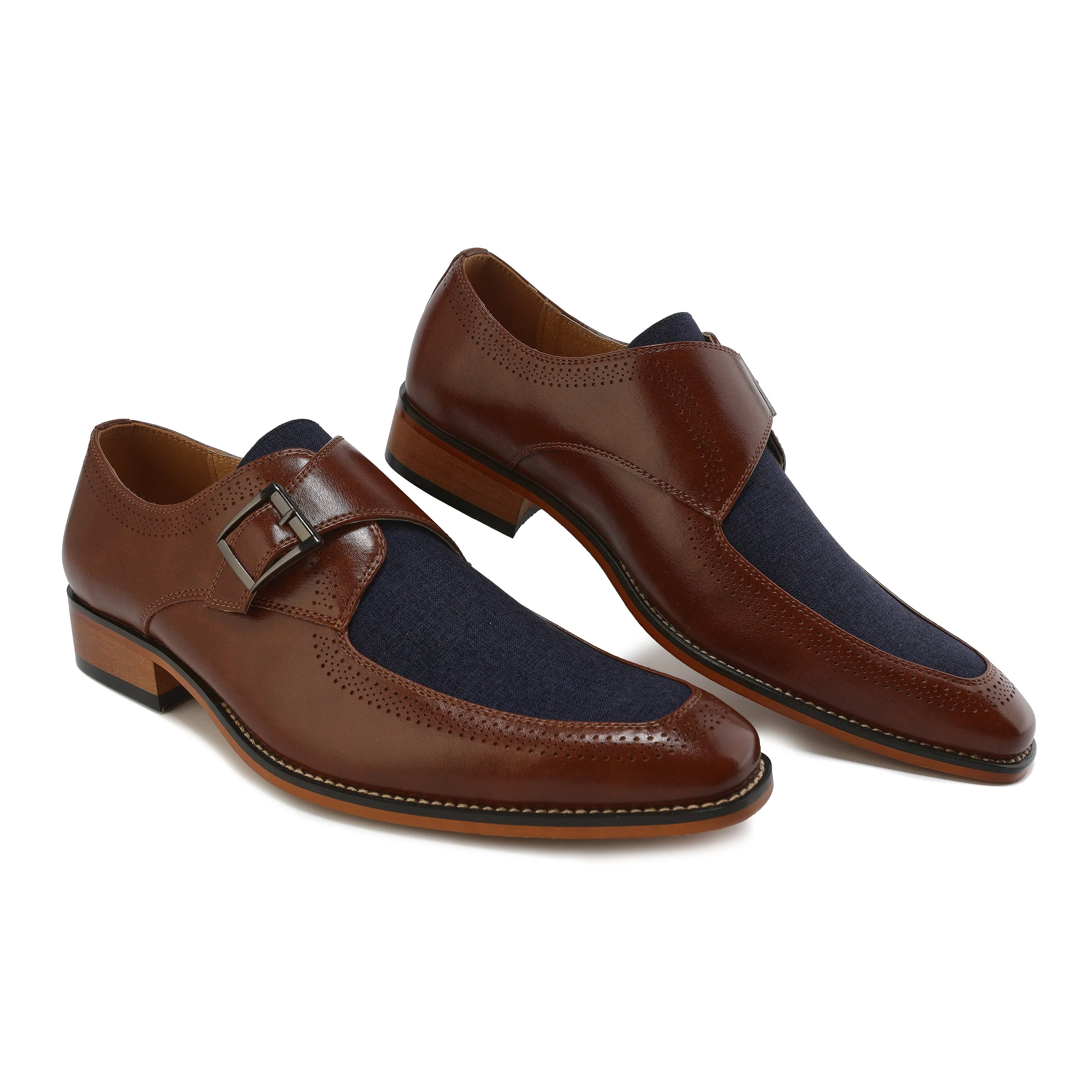 Men's Moc Toe Monk Strap Two-Tone Loafer sold by Daily Haute product image thumbnail 2