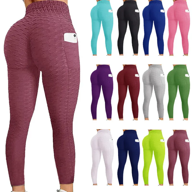 Haute Edition Women's Booty Lift Scrunch Active Yoga Leggings with Cell Phone Side Pocket sold by Daily Haute