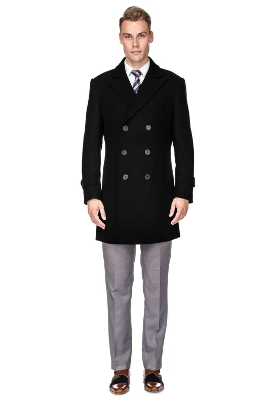 Men's Double Breasted Pea Coat Wool Blend Dress Jacket Peacoat sold by Daily Haute