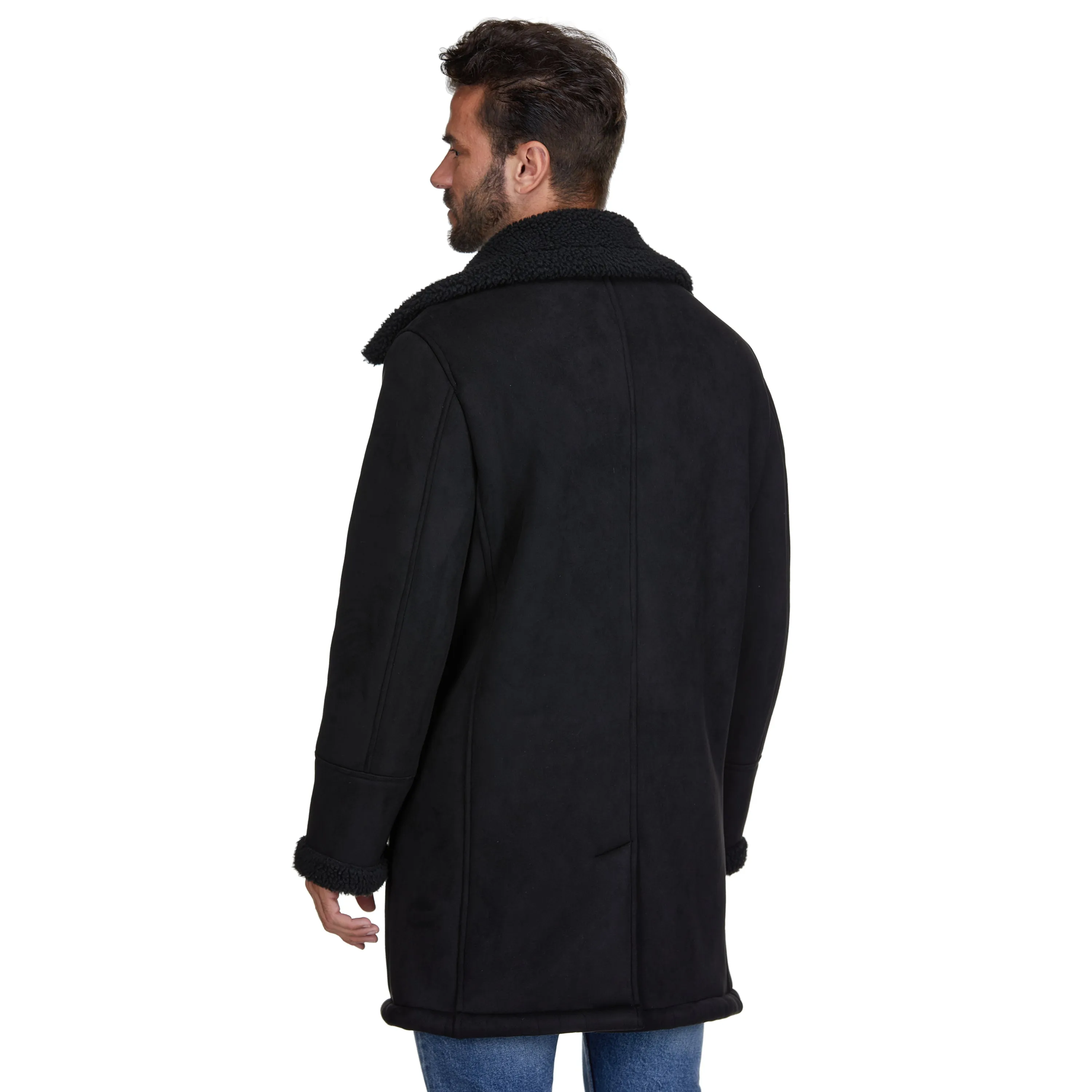 Men's Faux Shearling Double-Breasted Overcoat sold by Daily Haute product image thumbnail 4