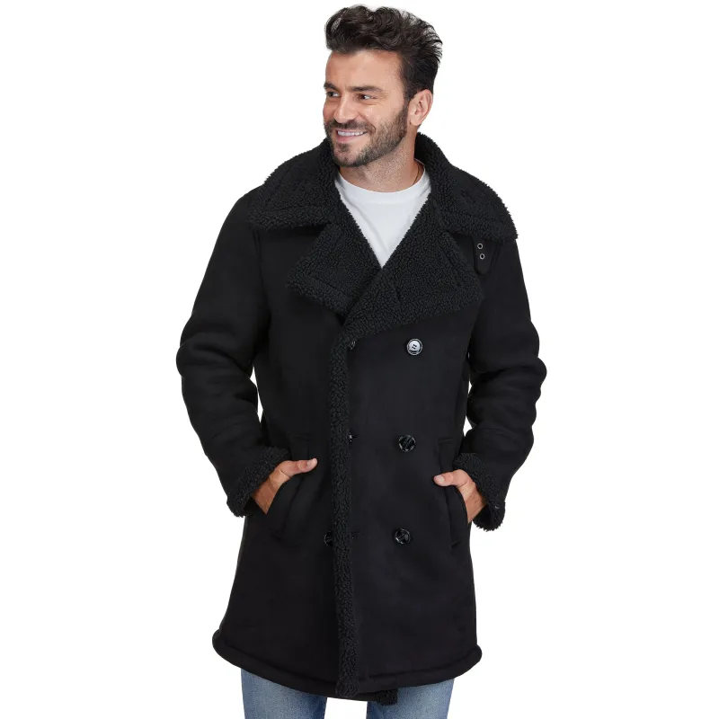 Men's Faux Shearling Double-Breasted Overcoat made by Daily Haute