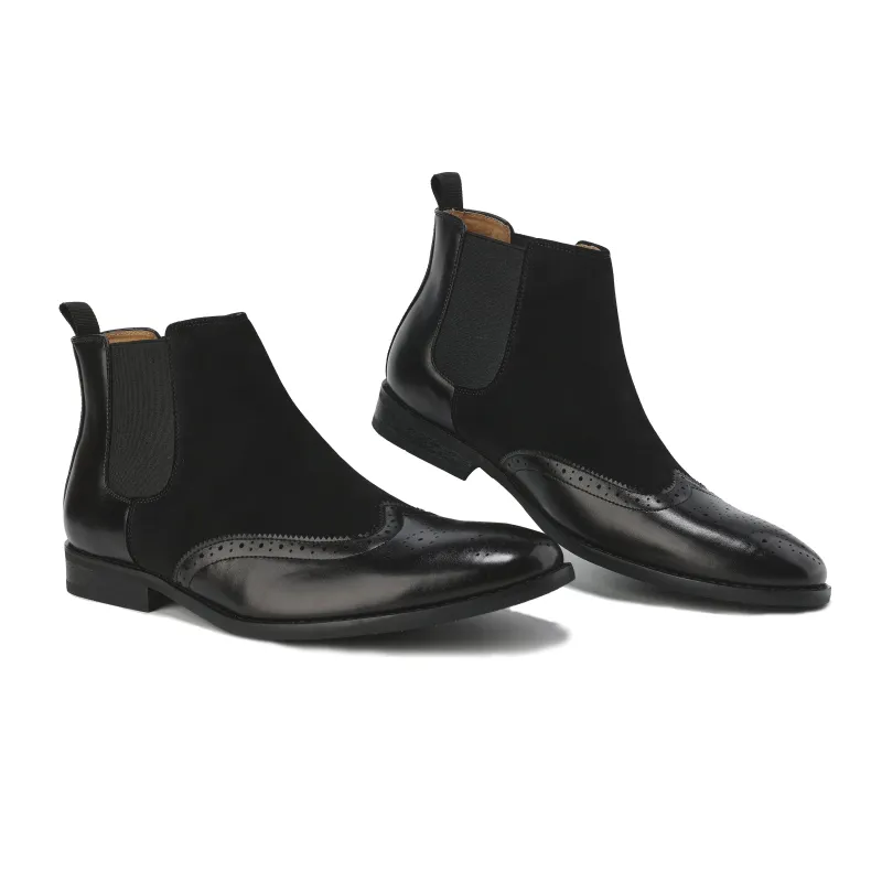 Men's Wingtip Brogue Two-Tone Chelsea Boots made by Daily Haute