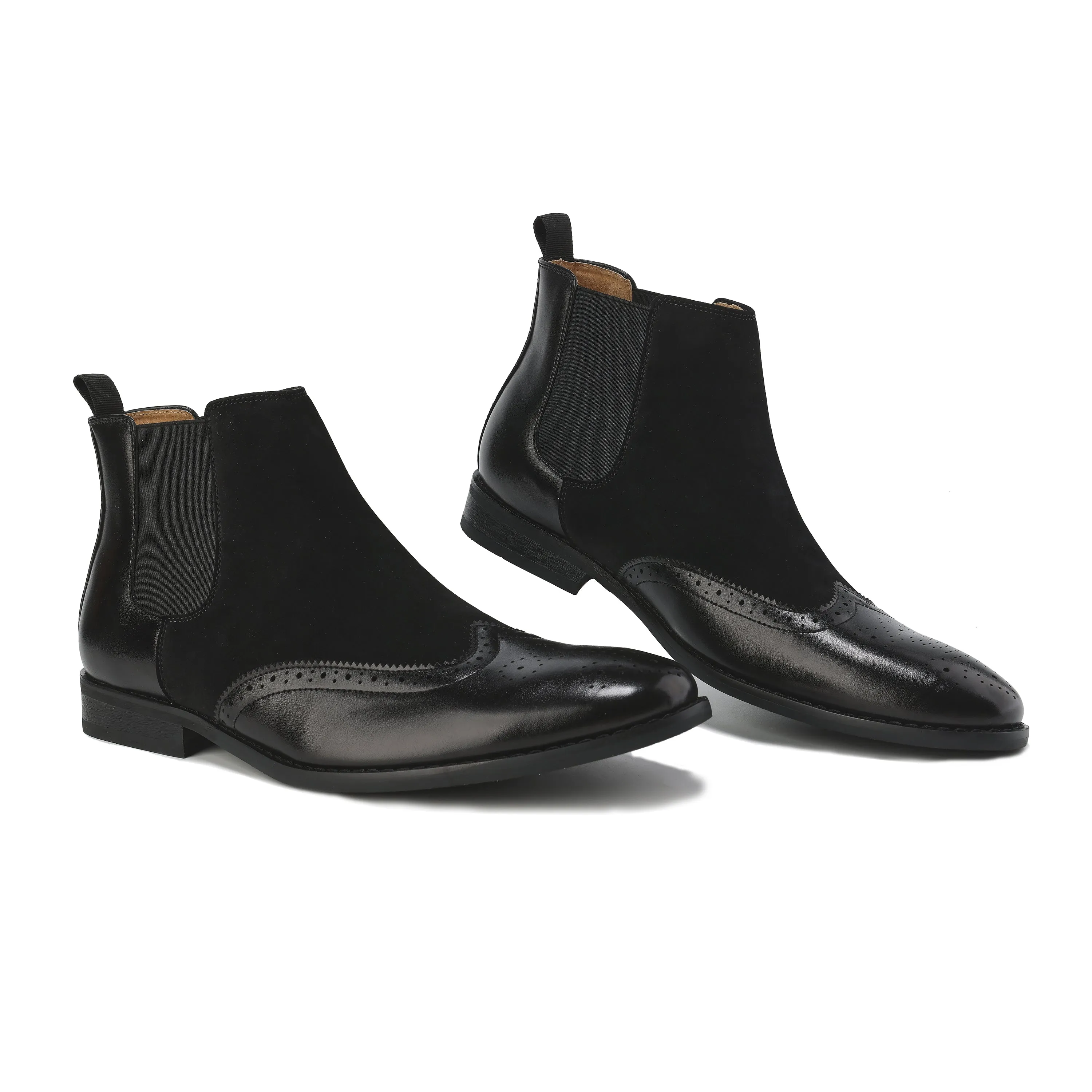 Men's Wingtip Brogue Two-Tone Chelsea Boots sold by Daily Haute