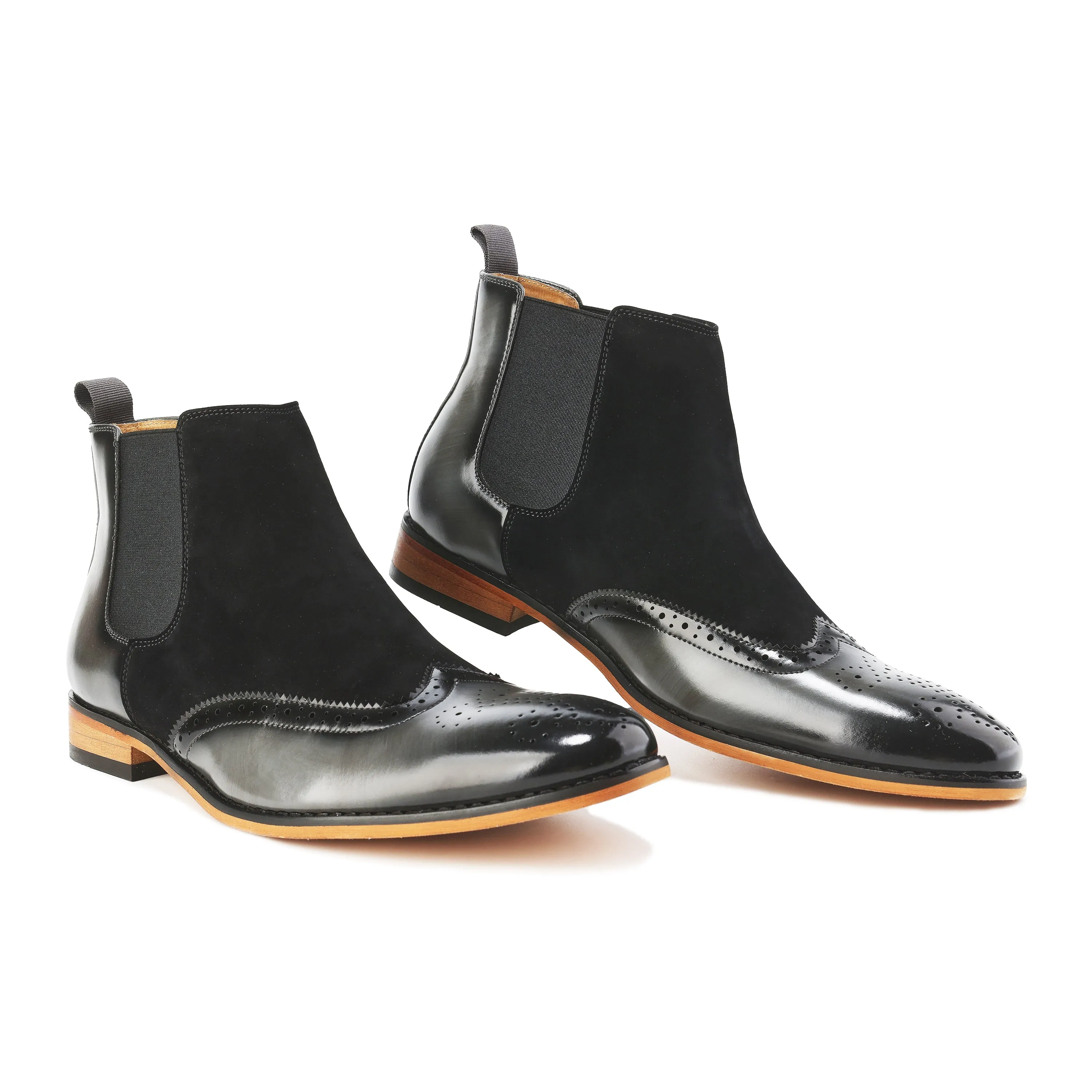 Men's Wingtip Brogue Two-Tone Chelsea Boots sold by Daily Haute product image thumbnail 4