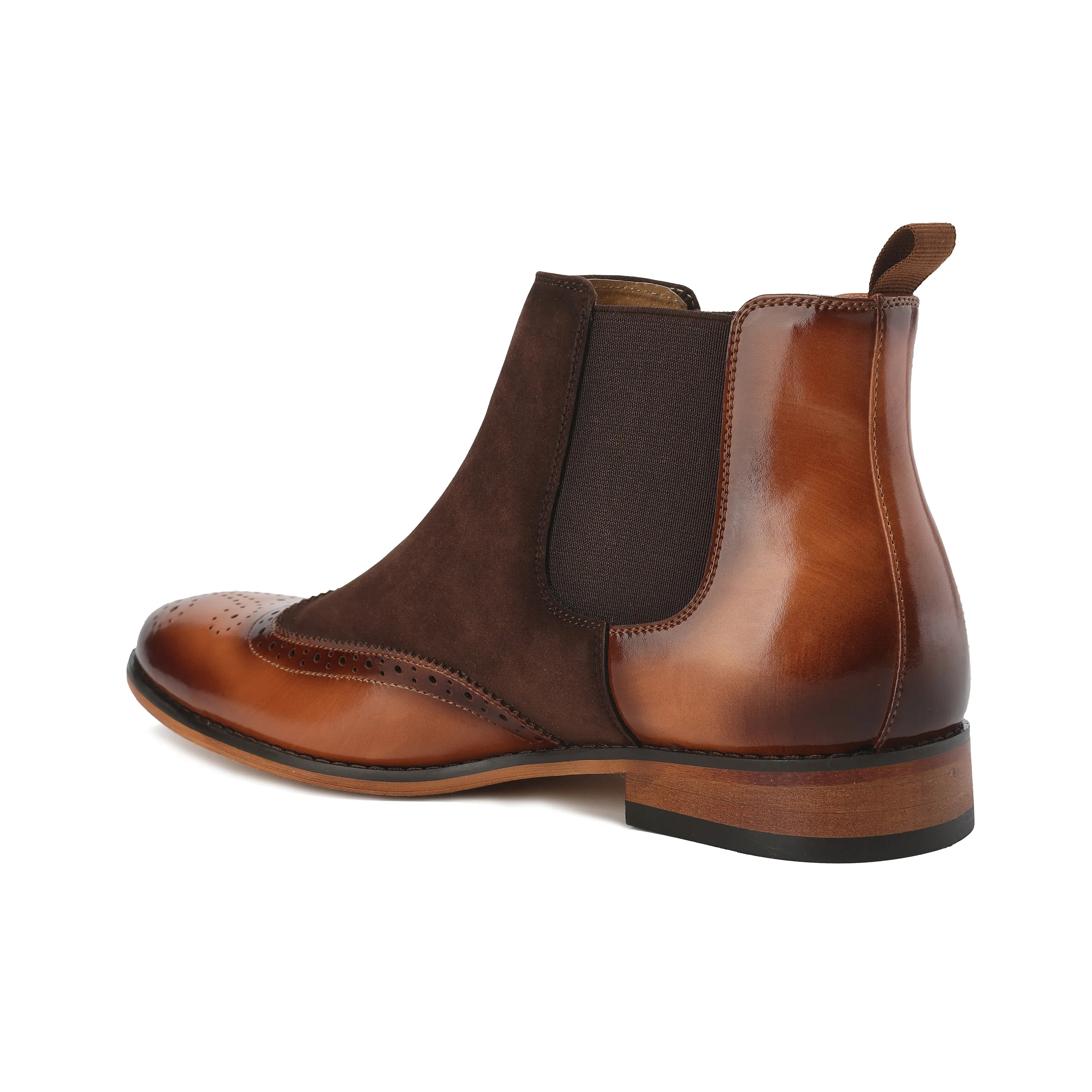 Men's Wingtip Brogue Two-Tone Chelsea Boots sold by Daily Haute product image thumbnail 3
