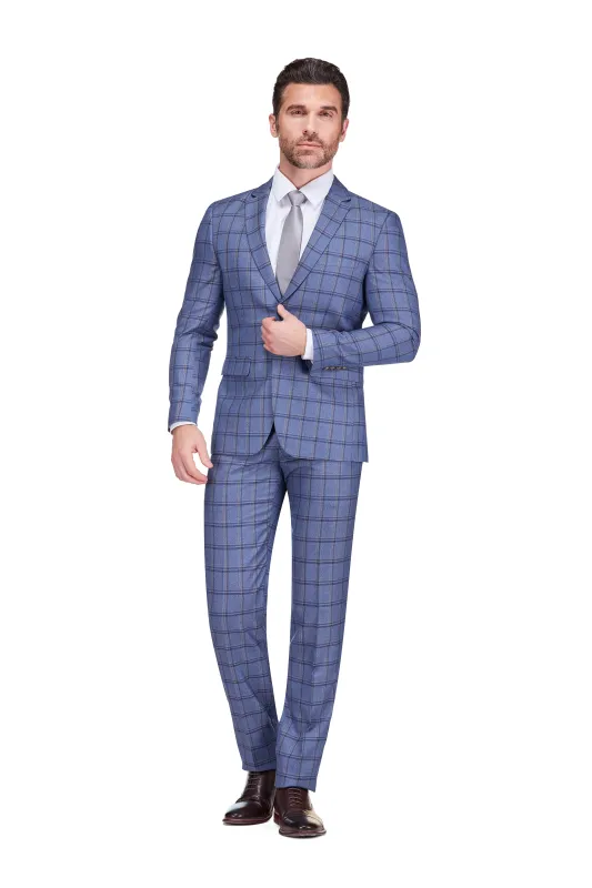 Men's 2-Piece Performance Stretch Plaid Slim Fit Suit made by Daily Haute