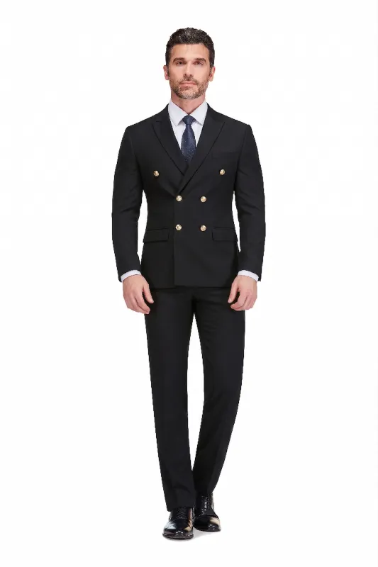Men's 2-Piece Slim Fit Double-Breasted Suit made by Daily Haute