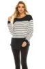Haute Edition Women's long sleeve color block striped top sold by Daily Haute