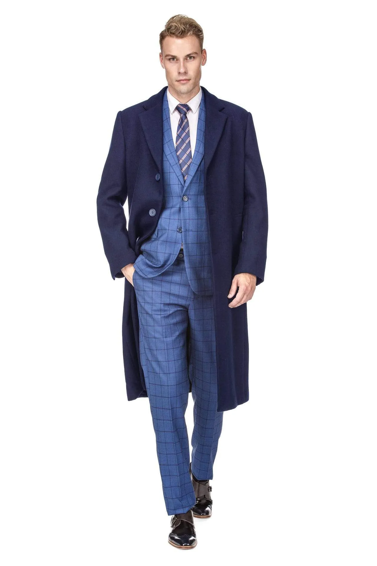 Men's Knee Length Wool Blend Three Button Long Jacket Overcoat Top Coat sold by Daily Haute product image thumbnail 5
