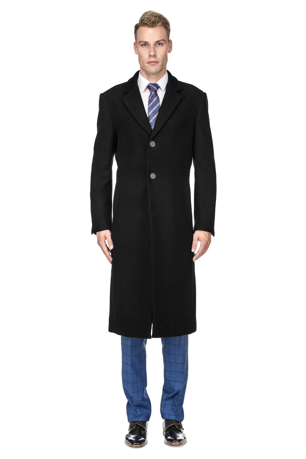 Men's Knee Length Wool Blend Three Button Long Jacket Overcoat Top Coat sold by Daily Haute