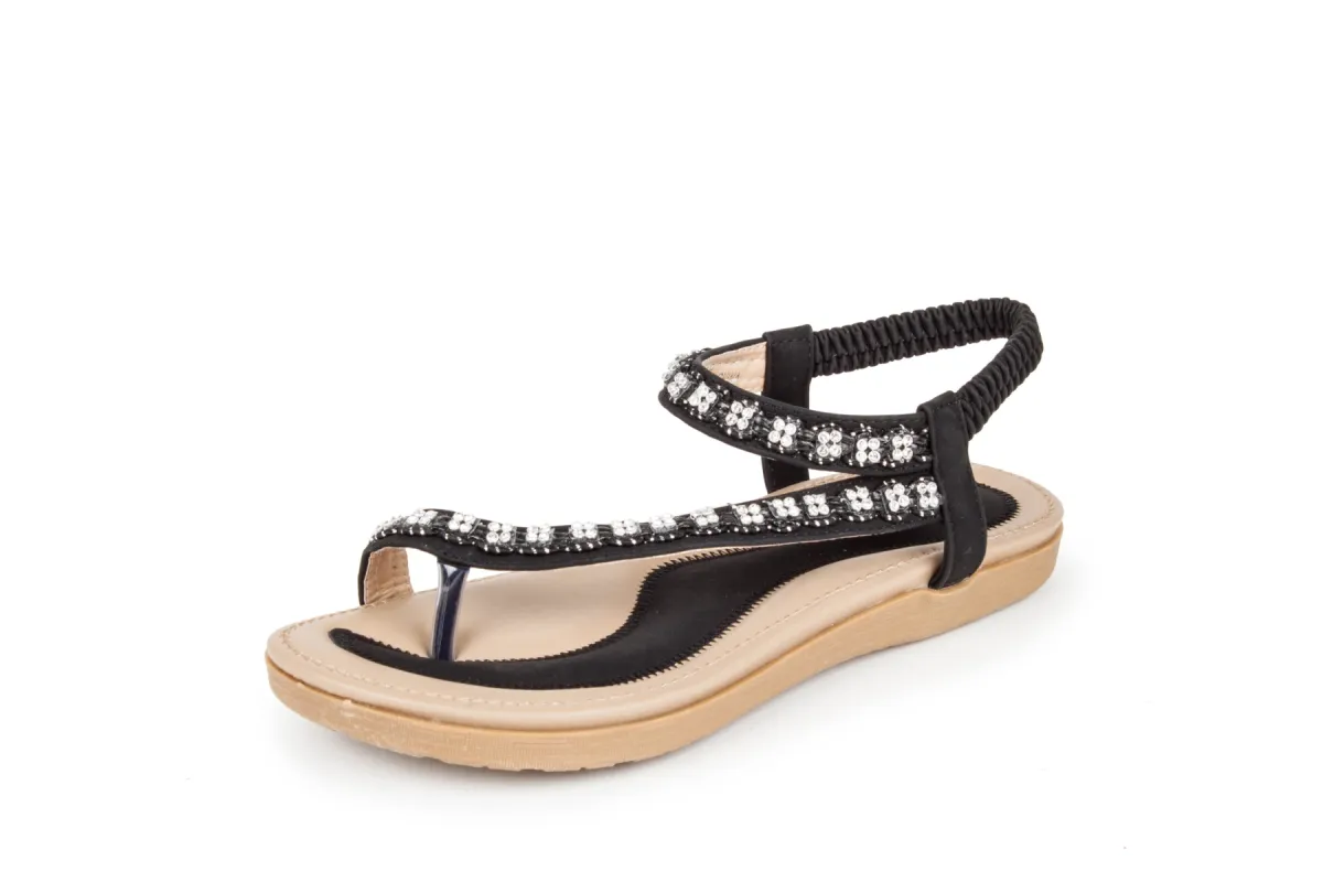 Haute editon Women's Crystal  Bohemian Beaded Comfort Sandals sold by Daily Haute
