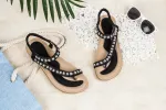 Haute editon Women's Crystal  Bohemian Beaded Comfort Sandals sold by Daily Haute