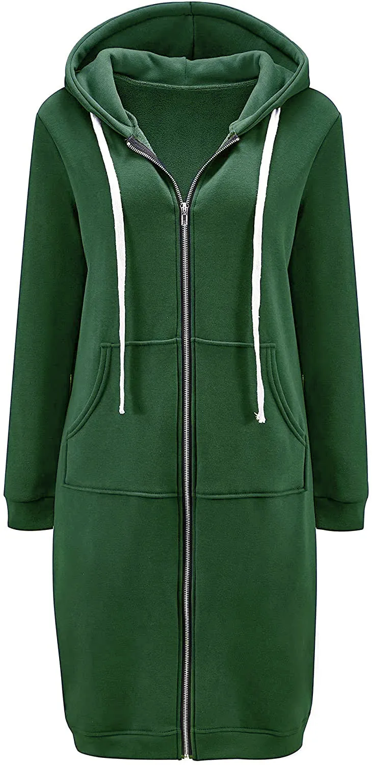 Haute Edition Women's Tunic Long Length Full Zip Hooded Sweatshirt Hoodie sold by Daily Haute product image thumbnail 3