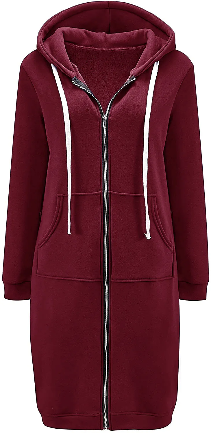 Haute Edition Women's Tunic Long Length Full Zip Hooded Sweatshirt Hoodie sold by Daily Haute product image thumbnail 5