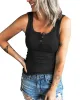 Haute Edition Women's Ribbed Scoop Neck Button Henley Tank sold by Daily Haute
