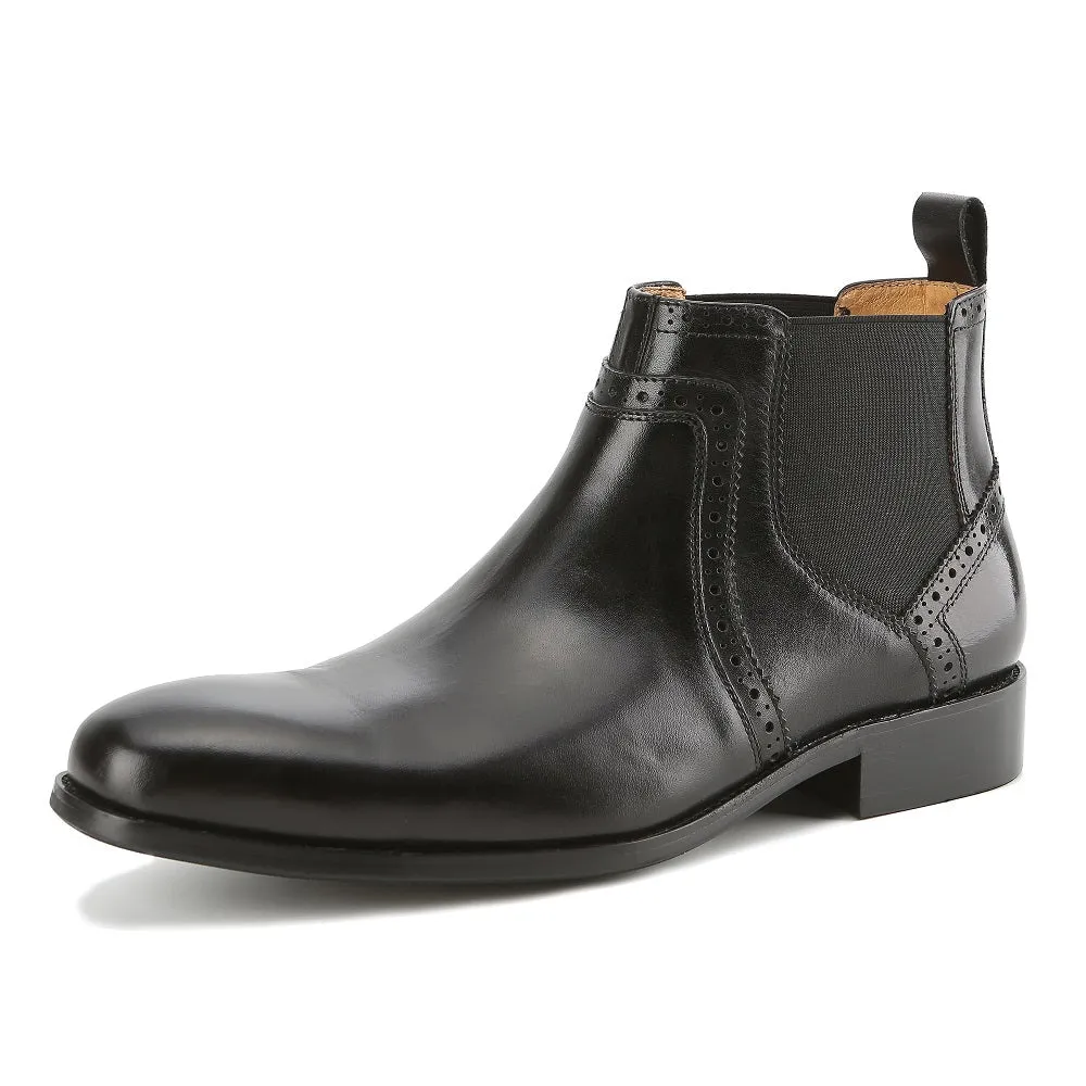 Gino Vitale Men's Handcrafted Genuine Leather Chelsea Brogue Dress Boot sold by Daily Haute