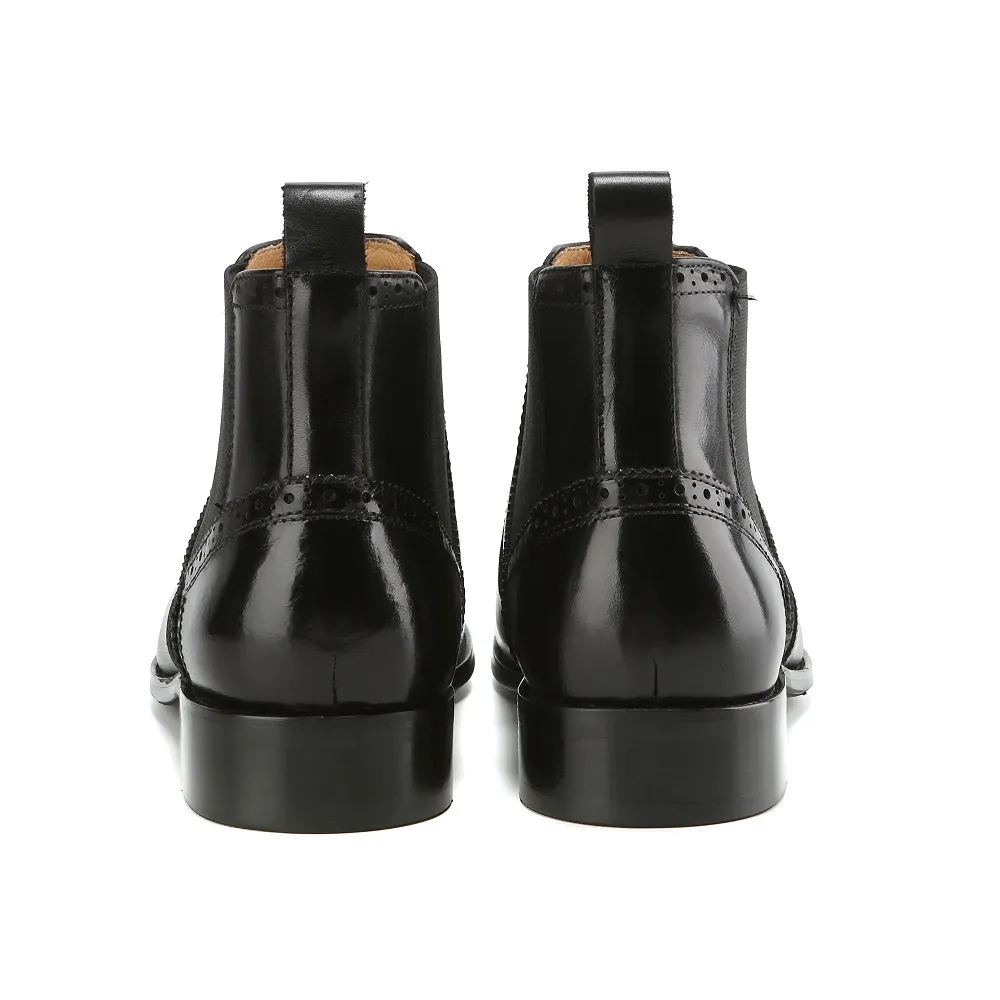 Gino Vitale Men's Handcrafted Genuine Leather Chelsea Brogue Dress Boot sold by Daily Haute product image thumbnail 4