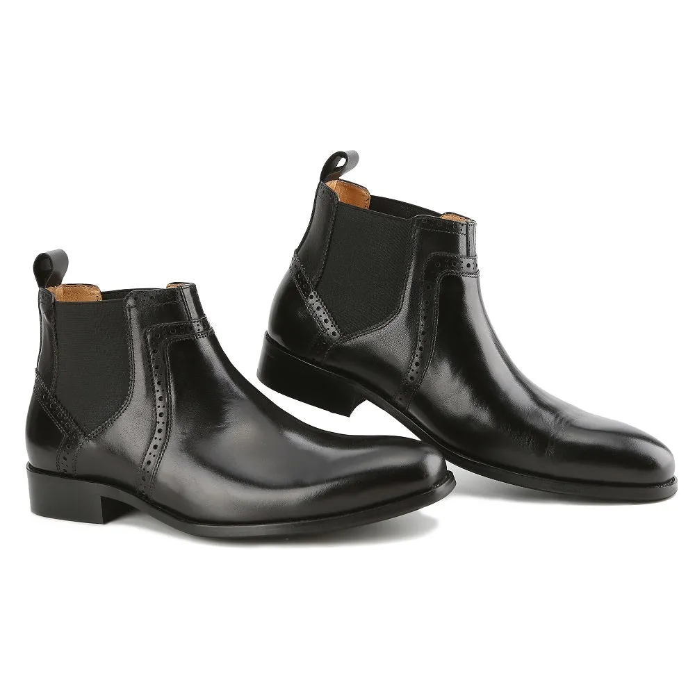 Gino Vitale Men's Handcrafted Genuine Leather Chelsea Brogue Dress Boot sold by Daily Haute product image thumbnail 2