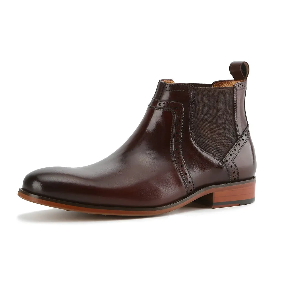 Gino Vitale Men's Handcrafted Genuine Leather Chelsea Brogue Dress Boot sold by Daily Haute product image thumbnail 5