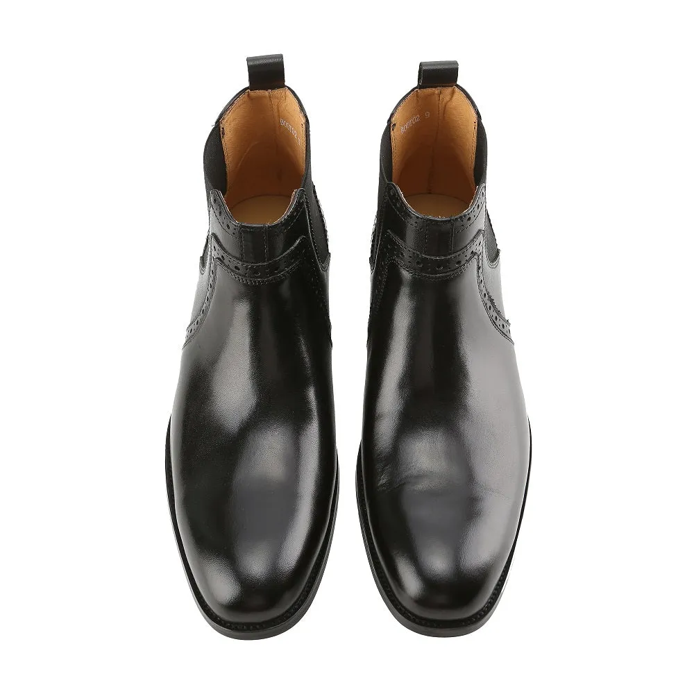 Gino Vitale Men's Handcrafted Genuine Leather Chelsea Brogue Dress Boot sold by Daily Haute product image thumbnail 3