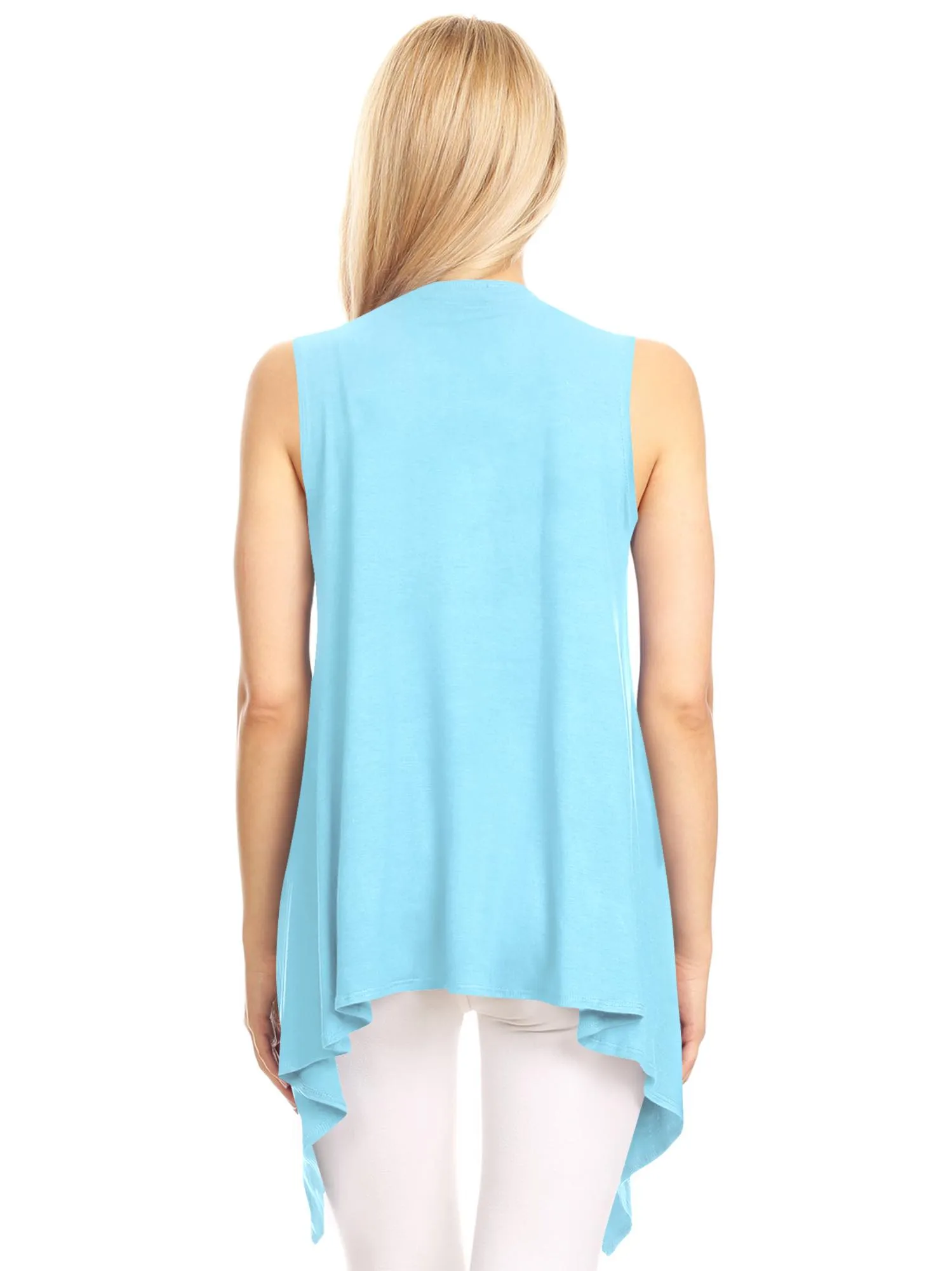 Women's Lightweight Sleeveless Solid Open Front Drape Vest Cardigan sold by Daily Haute product image thumbnail 3