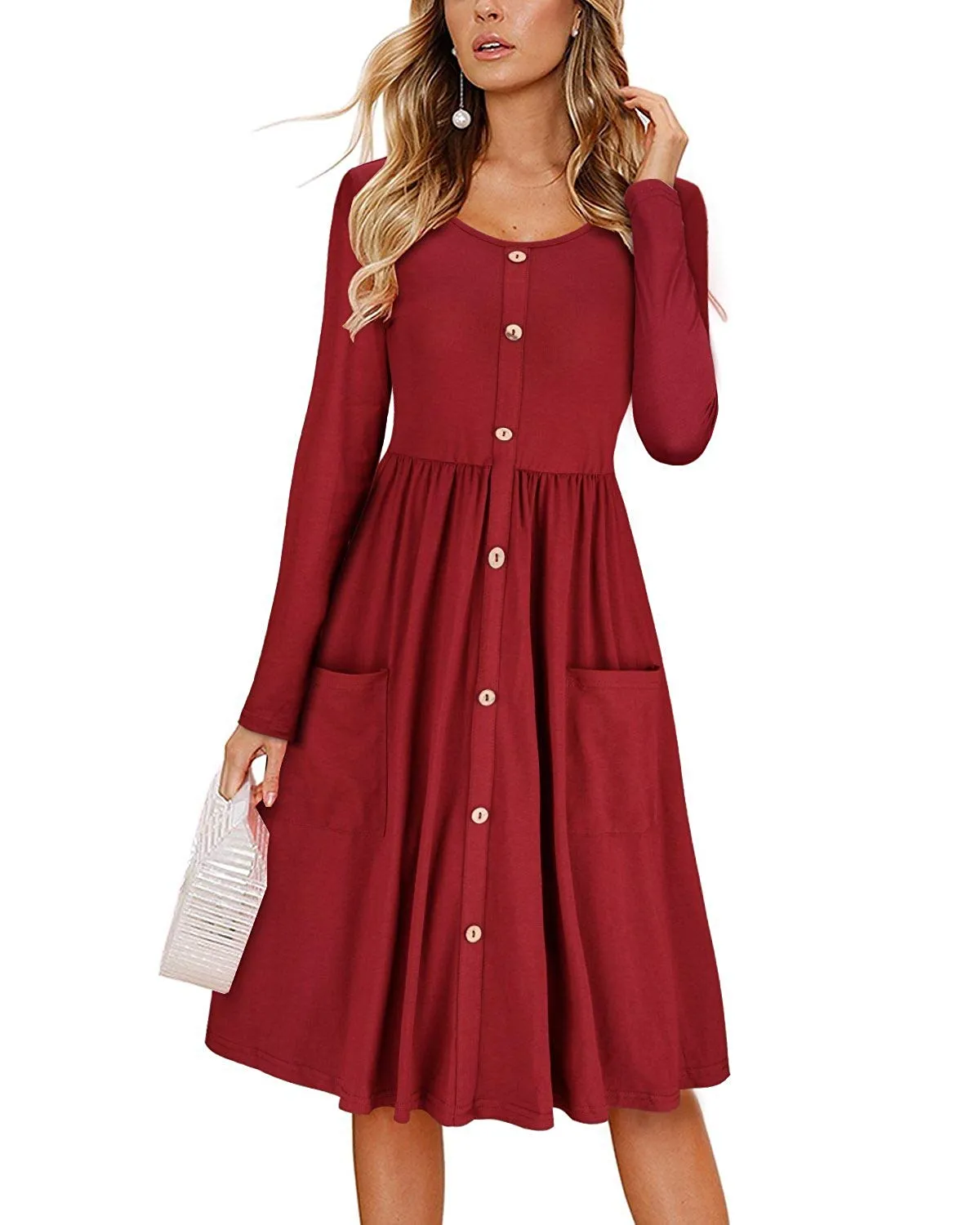 Haute Edition Women's Long Sleeve Button Down Dress with Pockets sold by Daily Haute product image thumbnail 4
